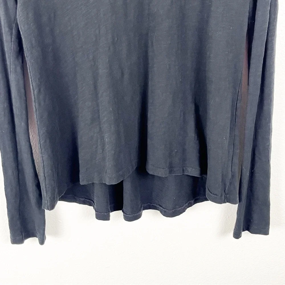FREE PEOPLE Charcoal Drop Shoulder Purple Stitching Long Sleeves Top Small